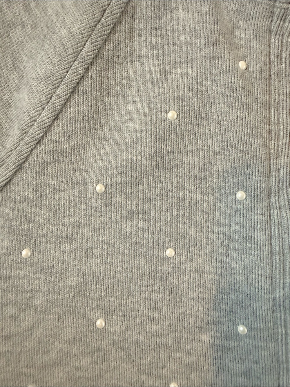 Tommy Bahama Aruba Faux Pearl Embellished Stretch Cotton Sweatshirt NWOT Gray S - Picture 5 of 8